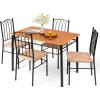 imageGiantex 5Piece Dining Set Modern Rectangular Dining Table ampamp Upholstered Chair SpaceSaving Dinette Set for Dinner Restaurant Kitchen Dining Room Furniture for 4 Orange