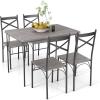 imageGiantex 5Piece Dining Table Set Modern Rectangular Dining Table ampamp 4 Dining Chairs Set with Metal Frame Kitchen Table and Chairs Set for Small Space Dinette Breakfast Nook Black Oak