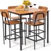 imageGiantex 5Piece Dining Table Set WCounter Height Table ampamp 4 Bar Stools Industrial Kitchen Dining Table Set WFootrest ampamp Backrest SpaceSaving Dinette Set for Pub Dining Room Restaurant TeakTeak