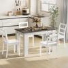 imageGiantex 5Piece Wooden Dining Set Modern Rectangular Dining Table ampamp 4 HighBack Chairs Dinette Set wRubber Wood Legs Kitchen Furniture for Dining Room Kitchen Restaurant Dark GreyWhite