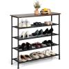 imageGiantex 5Tier Shoe Rack Industrial Adjustable Metal Shoe Storage Organizer w 4 Metal Mesh Shelves for 1620 Pairs Adjustable Feet Heavy Duty Steel Frame for Entryway Hallway Dorm Rustic BrownRustic Brown