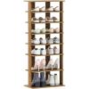imageGiantex 8Tier Vertical Shoe Rack Patented Corner Shoe Storage Organizer for 8 Pairs Freestanding Narrow Shoe Rack Morden SpaceSaving Shoe Tower for Entryway Living Room Bedroom White SingleNatural