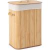 imageGiantex Bamboo Laundry Hamper with Lid 72L Large ampamp Tall Clothes Hamper with Removable Liner ampamp Handles Rectangular Laundry Basket for Small Spaces Laundry Room Bedroom NaturalNatural