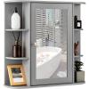 imageGiantex Bathroom Mirror Cabinet Wall Mounted Medicine Cabinet with Mirrored Door ampamp 4 Interior Shelves 6 Open Shelves Mounting Hardware SpaceSaving Storage Cabinet WhiteGrey