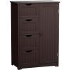 imageGiantex Bathroom Storage Cabinet with Drawers  4 Drawer Storage Organizer wCupboard Adjustable Shelf AntiToppling Device Entryway Storage Unit Console Table Bathroom Floor Cabinet GrayBrown