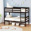 imageGiantex Bunk Bed Twin Over Twin Solid Wood Detachable Bed Frame with High Guardrails ampamp Integrated Ladder Wooden Slatted Bunk Bed for Kids ampamp Teens No Box Spring Needed WhiteEspresso