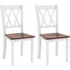 imageGiantex Dining Room Chairs Set of 2 White Wooden Farmhouse Kitchen Chairs with Rubber Wood Seat Acacia Wood Legs Max Load 360 Lbs Heavy Duty Wood Armless Dining Chairs with High Back