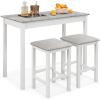 imageGiantex Dining Table Set for 2 Counter Height Dining Table Set with 2 Bar Stools Wood Legs Dinette Table Set Breakfast Nook Table Set SpaceSaving Kitchen Table Set WhiteGreyWhiteGrey