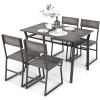 imageGiantex Dining Table Set for 4 47L x 28W Rectangular Kitchen Table w 4 Trapezoid Chairs Reinforced Metal Frame ampamp Storage Rack Industrial SpaceSaving Dinette Set for Kitchen Dining Room BrownGrey