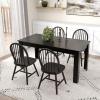imageGiantex Dining Table Set for 4 Rectangular Wooden Dining Table ampamp 4 Windsor Dining Chairs 5 Pieces Modern SpaceSaving Dinette Set for Dining Room Kitchen Living Room Restaurant Black