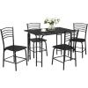 imageGiantex Dining Table Set with 4 Chairs 5Piece Wood Kitchen Table for 4 Person Rectangular Table with Metal Frame Black