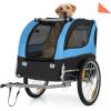 imageGiantex Dog Bike Trailer Pet Stroller Small Medium Dog Bicycle Trailer Carrier Wagon 20quot Large Wheels 3 Doors 2 Windows 8 Reflectors Folding Metal Frame Supports up to 88 lbsBlue