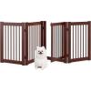 imageGiantex Dog Gate with Door  30H  80W Wooden Pet Gate with Walk Through Door Foldable Freestanding 4 Panels Pet Safety Fence Extra Wide for Doorway Stairs House Deck Yard Dark Cherry BrownDark Cherry Brown