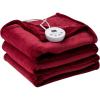 imageGiantex Electric Heated Blanket 84quot x 62quot Flannel Thermal Blanket wMachine Washable 10 Heating Levels 12 Hour Auto ShutOff Overheat Protection Twin Size Heating Blanket for Bed Couch Red
