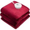 imageGiantex Electric Heated Flannel Blanket Twin Size w 10 Heating Levels 12H Auto Off ETL Certified Machine Washable Thermal Blanket for Bed Couch Red