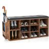 imageGiantex Entryway Storage Bench with Umbrella Stand 10Cube Storage Bench with Adjustable Shelf ampamp PU Leather Padded Cushion Shoe Rack Organizer for Living Room Bedroom ampamp Checkroom Rustic Brown