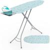 imageGiantex Foldable Ironing Board with Iron Rest Heat Resistant Cover 485quot x 155quot Ironing Surface 27quot36quot Adjustable Heights Sturdy Metal Frame Iron Board for Laundry Room Light GrayTurquoise Leaves
