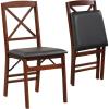 imageGiantex Folding Dining Chairs Set of 2 Foldable Wood Kitchen Chairs with Padded Seat Solid Wood Frame Max Load 400 Lbs No Assembly Easy to Store Wooden Dining Chairs for Apartment Small SpaceWalnutx Back