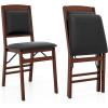 imageGiantex Folding Dining Chairs Set of 2 Foldable Wood Kitchen Chairs with Padded Seat Solid Wood Frame Max Load 400 Lbs No Assembly Easy to Store Wooden Dining Chairs for Apartment Small SpaceWalnutpadded Back