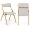 imageGiantex Folding Dining Chairs Set of 2 No Assembly Required with Linen Padded Seats Wooden Foldable Kitchen ampamp Party Chairs Easy to Store for Extra EventsGreynatural