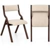 imageGiantex Folding Dining Chairs Set of 2 No Assembly Required with Linen Padded Seats Wooden Foldable Kitchen ampamp Party Chairs Easy to Store for Extra EventsCoffeebeige