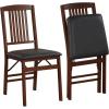 imageGiantex Folding Dining Chairs Set of 2 Solid Wood Frame Foldable Wood Kitchen Chairs with Padded Seat Max Load 400 Lbs No Assembly Armless Side Chairs for Apartment Dining Room Brown ampamp BlackBrown  Black