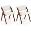 imageGiantex Folding Dining Chairs Set of 2 Upholstered Wooden Folding Chair 2 Pack Portable Kitchen Chairs with Padded ampamp Seat Backrest Accent Chairs for Wedding Picnic Party No Assembly NaturalWalnut