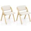 imageGiantex Folding Dining Chairs Set of 2 Upholstered Wooden Folding Chair 2 Pack Portable Kitchen Chairs with Padded ampamp Seat Backrest Accent Chairs for Wedding Picnic Party No Assembly NaturalNatural