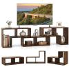 imageGiantex FreeCombination TV Stand for Bedroom  Entertainment Center for 50 55 60 65 Inch TV 3Piece Media Console Table with Storage Cubes Deformable Open Storage Bookcase Shelf Black Wood GrainBrown