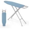 imageGiantex Full Size Ironing Board with Iron Rest 57quot x 15quot Carbon Steel Table with 7Level Height ampamp Heat Resistant Cover Foldable 4Layer Iron Board for Home Dorm ampamp Laundry Room GrayBlue
