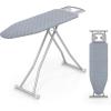imageGiantex Ironing Board with Iron Rest 57 x 165 Carbon Steel Iron Board with 4 Layer Heat Resistant Cover and Pad 7 Adjustable Heights NonSlip Legs Folding Heavy Duty Ironing Boards BlueLight Gray