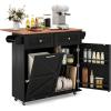 imageGiantex Kitchen Island Cart with Hidden Tilt Out Trash Can Cabinet Drop Leaf 2 Drawers Towel Rack Rolling Mobile Breakfast Bar Table Wood Kitchen Storage Cart on Wheels White ampamp NaturalBlack  Natural