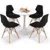 imageGiantex Kitchen Table Chairs Set of 4  Dinette Table Set with 32 Round Table and Dining Chairs Modern Breakfast Nook Table Set for Small Spaces Apartments 5Piece Dining Table Set BlackBlackwhite