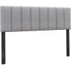 imageGiantex Linen Upholstered Headboard Adjustable Width Button Tufted Headboard Only with Solid Wood Legs Attach Frame Modern Headboards for Queen Full Size Bed BeigeGray