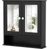 imageGiantex Medicine Cabinet Bathroom Wall Cabinet with 2 Mirrored Doors Adjustable Shelf Open Compartment Wall Mounted Cabinet Over The Toilet Storage Cabinet 22quot x 5quot x 23quot Cupboard GreyBlack