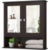 imageGiantex Medicine Cabinet Bathroom Wall Cabinet with 2 Mirrored Doors Adjustable Shelf Open Compartment Wall Mounted Cabinet Over The Toilet Storage Cabinet 22quot x 5quot x 23quot Cupboard GreyBrown