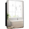 imageGiantex Medicine Cabinet Mirror 20x30 Bathroom Cabinet with Beveled Mirror Adjustable Shelves Rounded Rectangle Frame 2 Installation Method Recessed Wall Cabinet Wall Mount Cabinet Matt Black