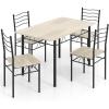 imageGiantex Modern 5 Piece Dining Table Set for 4 Chairs Wood Metal Kitchen Breakfast Furniture Beech WoodBeech Wood