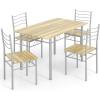 imageGiantex Modern 5 Piece Dining Table Set for 4 Chairs Wood Metal Kitchen Breakfast Furniture Beech WoodNatural