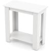 imageGiantex Narrow End Table 2Tier Side Table with Open Storage Shelf Retro Wood Sofa Table Bedside Tables for Small Spaces Slim Nightstand for Living Room Bedroom Easy Assembly WhiteWhite