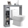 imageGiantex Over The Toilet Storage Cabinet Freestanding Toilet Cabinet Organizer wAdjustable Shelves ampamp Toilet Paper Holder Bathroom Space Saver Storage Rack Home Organizer for Bathroom Laundry GreyGrey