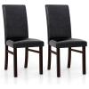 imageGiantex PU Leather Dining Chairs Set of 2 Upholstered Kitchen Chair with Solid Rubber Wood Frame Armless High Back Dining Side Chairs with Cushion Seat Modern Dining Room Chair Black