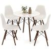 imageGiantex Round Dining Table Set for 4 5Piece Breakfast Nook Table Set w 315quot Dinner Table Dining Chairs Wood Legs Dinette Set Kitchen Table Chairs Set for Living Room Restaurant WhiteWalnutWhitewalnut
