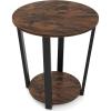 imageGiantex Round End Table 2Tier Side Sofa Table with Open Storage Shelf and Metal Frame Industrial Nightstand Bedside Table for Living Room Bedroom Small Space Accent Furniture WalnutRustic Brown