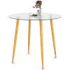 imageGiantex Round Glass Dining Table 355quot D x 30quot H Kitchen Dinner Table wTempered Glass Tabletop ampamp Metal Legs Circle Leisure Coffee Table for Dining Room ampamp Living Room Clear ampamp Natural 2 Pack