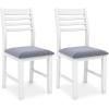imageGiantex Set of 2 Dining Chairs White Upholstered Kitchen Chairs wPadded Seat ampamp Ladder Back Farmhouse Armless Side Chairs Modern Dining Room Chairs for Home Living Room RestaurantWhitegrey