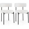 imageGiantex Sherpa Dining Chairs Set of 4 Upholstered Round Kitchen Chairs with Curved Backrest ampamp Metal Legs Modern Armless Side Chairs White Boucle Accent Chairs for Dining Room Living Room1Count Pack of 2