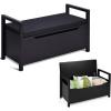 imageGiantex Shoe Storage Bench with Cushion Entryway Storage Benches End of Bed Bench for Bedroom Wood Shoe Bench with Seat 34quot L15quot W19quot H BlackBlack