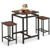imageGiantex Small Dining Table Set for 2  Counter Height Table Set with 2 Stools Floating Tabletop Footrest Metal Frame Breakfast Nook Table Set for Apartment Kitchen Table Chairs Set of 2 Brown