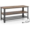 imageGiantex TV Stand for Bedroom and Living Room  3Tier Industrial Entertainment Center with Open Storage Shelves Metal Frame 435quot TV Console Table for TVs Up to 50 Inchs Rustic Brown TV Table